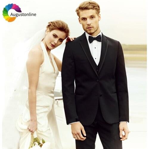 Tuxedo Black Men Suits For Wedding Bridegroom Groomsmen Groom Regular Fit Formal Blazer Terno Masculino Best Man Prom 3 Pieces