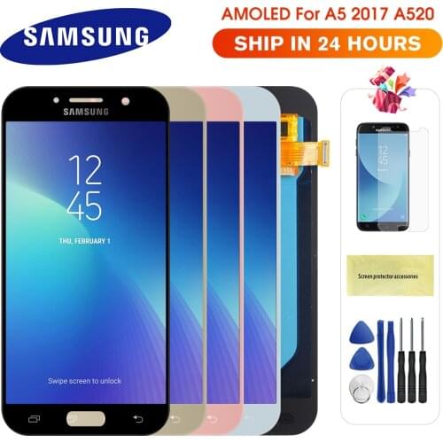 Original Super AMOLED LCD For Samsung Galaxy A5 2017 A520 LCD A520F SM-A520F LCD Display Touch Screen Digitizer Replacment
