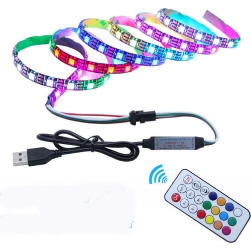 WS2812B Led Strip with USB Bluetooth Control SMD5050RGB IC Smart Driver Chip Addressable 30/60/144leds/M 1M 2M 5M