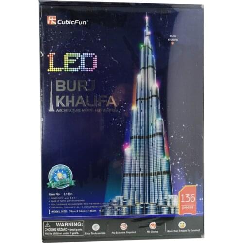 T0416 3D Puzzles 1.5m Dubai Burj Khalifa Tower DIY Building Paper Model kids Creative gift Children Educational toys hot sale