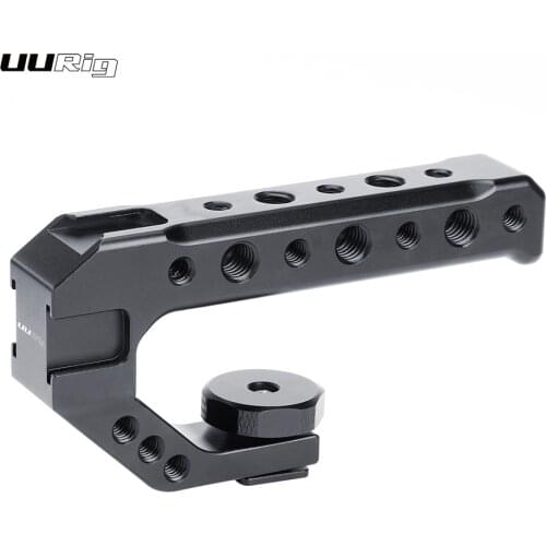UURig R005 Universal Camera Cold Shoe Handle+ 3 Cold Shoe Mounts with 1/4&3/8 Inch Screw Holes for DSRL Camera Aluminum Alloy