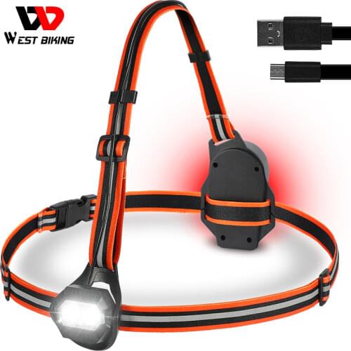 WEST BIKING Outdoor Sport Light IPX4 Waterproof Safe Running Warning USB Flashlight LED Night Chest Lamp Cycling Accessories