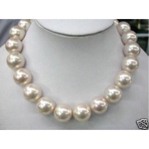Breathtaking 14mm south sea white shell pearl necklace 18"