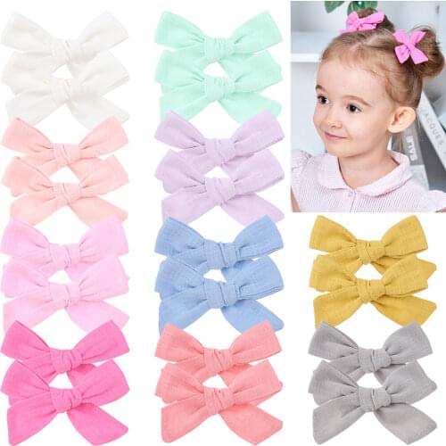2019 Lovely Baby Girls Print Flower Bohemian Style Bow BB Hair Clips Headwear Children Cute Cotton Hairpins Hair Accessories