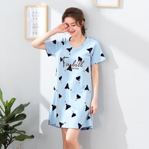 Women Causal Sleepwear Sexy Summer Womens Pink Cartoon Print Pijamas Ladies Nightgown Princess Night Dress Girls Sleepshirts