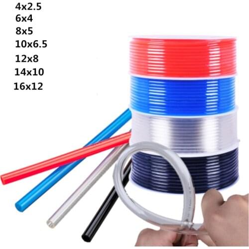 1m pneumatic hose pu pipe 4 * 2.5 mm 6 * 4 mm 8 * 5 mm 10 * 6.5 mm 12 * 8 14 * 10 mm 16 * 12 mm air tube compressor hose