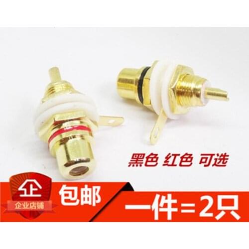 10pcs Panel Mount Gold Plated RCA Female Plug Jack Audio Socket Amplifier Chassis Phono Connector With Nut Solder Cuper