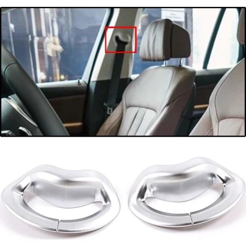 2Pcs ABS Matte Silver Car Interior Decorative Side Seat Safety Belt Trim Frame Cover Sticker Fit For BMW X5 2019 Accessories