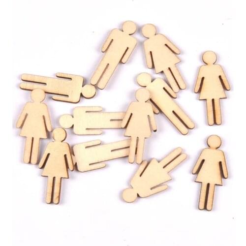 20Pcs/set Wood Handicraft Man/lady DIY Wooden Crafts Scrapbookings Accessories Embellishment decorations 10x35mm MT1921