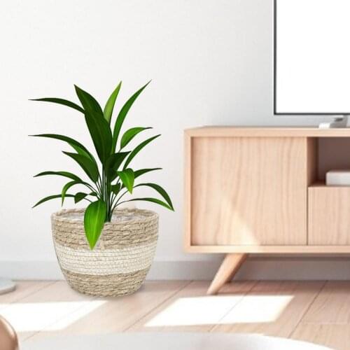 3Pcs/Set S/M/L Size Natural Woven Household Foldable Storage Pot Garden Flower Vase Basket Hanging Basket With Handle Storage