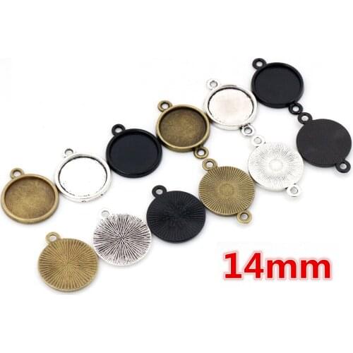 30/20pcs 14mm 16mm 18mm Inner Size Antique Silver Plated Black Bronze 6 Styles Simple Cabochon Base Cameo Setting Charms Pendant