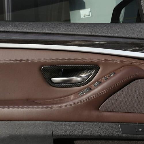 4pcs Carbon fiber Style ABS Interior Door Bowl Cover Trim For BMW 5 Series F10 520 525 2011-2016