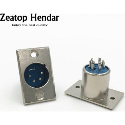 50Pcs Metal XLR 4 Pin Male Jack Panel Chassis Mount Socket Audio Mic Connector Nickel High Quality