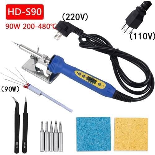 90W HD-S90 220V 110V Electric Soldering Iron With Sleep Function Solder Iron LCD Digital With New Heater Technology With Stand