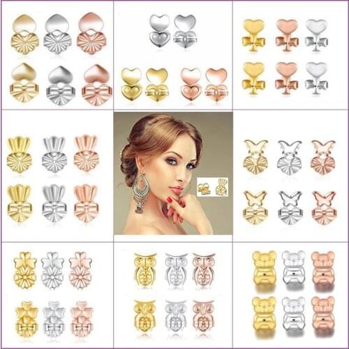 925 sterling silver 3 pairs Bax Bear earring Backs Heart Lifters firmly supports hypoallergenic butterfly lifts owl crown