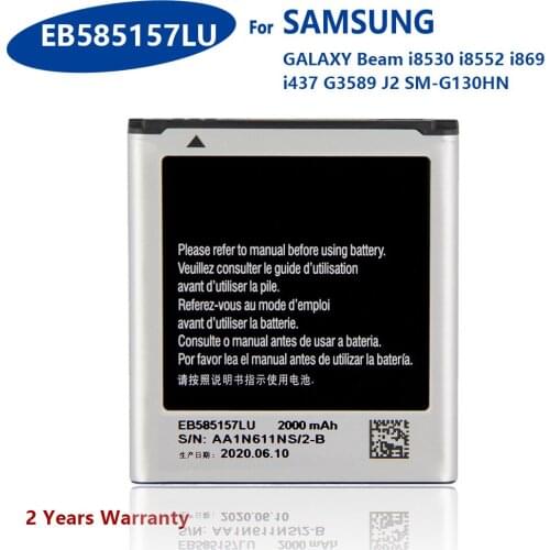 100% Genuine EB585157LU Phone Battery For Samsung Galaxy Beam i8530 i8558 i8550 i8552 i869 i437 G3589 Core 2 G355 G355H 2000mAh