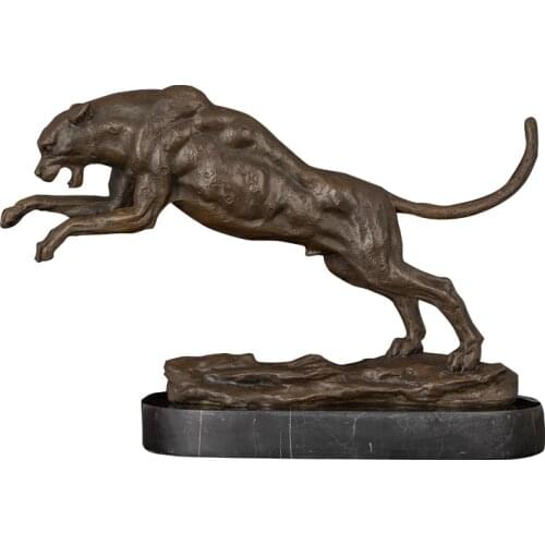 ArtsHom DW-083 bronze leopard art Sculpture desk decorative bronze animal panther statue Figurines Business Gift
