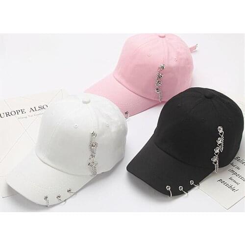 Effen Kleur Ijzeren Pin Ringen Persoonlijkheid Baseball Cap Voor Unisex Vrouwen Mannen Katoen Caps Hoeden Mode Hip-Hop Hoed