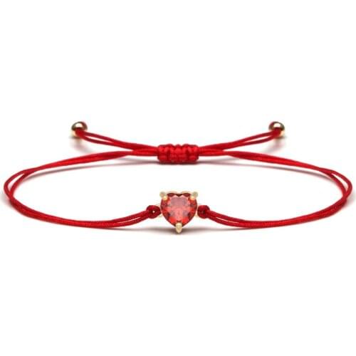 Shiny Red Cubic Zirconnia Crystal Copper Peach Heart Charm Bracelet Women Lover 2020 Most Popular CZ Stones Luck Protect Jewelry