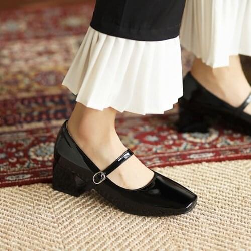 BLXQPYT 2021 Sweet Fashion Heels for Women Wedding Pumps Square Head Thick Heel with Five Color Candy Shoes Plus Size 28-52 272