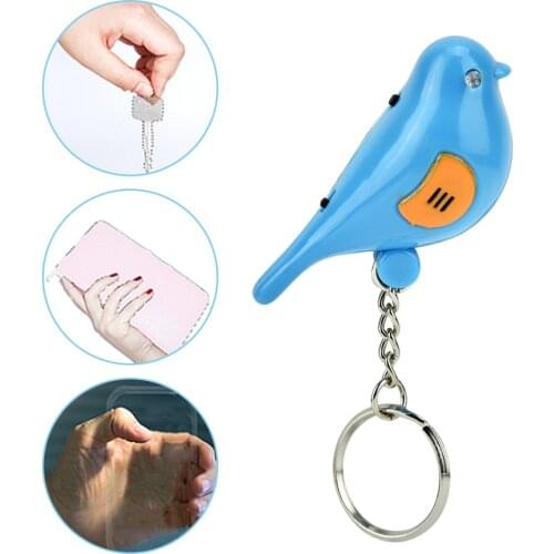 Key Finder Bird LED Whistle Intelligent Voice Control Keychain With Battery Key Finder Locator With Intelligent Voice Control