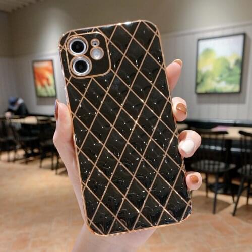 For iPhone 12 Pro Max Case Luxury Diamond Gold Plated Electroplated Silicon Cover for iPhone 8 Plus 7 XR XS X 11 Pro SE 2020