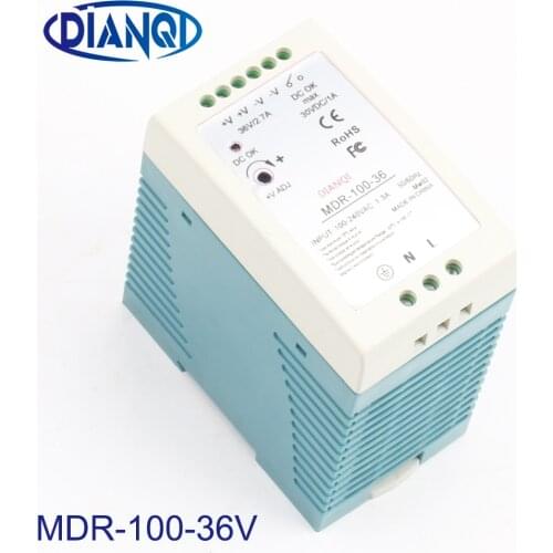 DIANQI MDR-100 12V 15V 24V 36V 48V 100W Din Rail power supply ac-dc driver Transformers for LED Strip Light 110V 220V