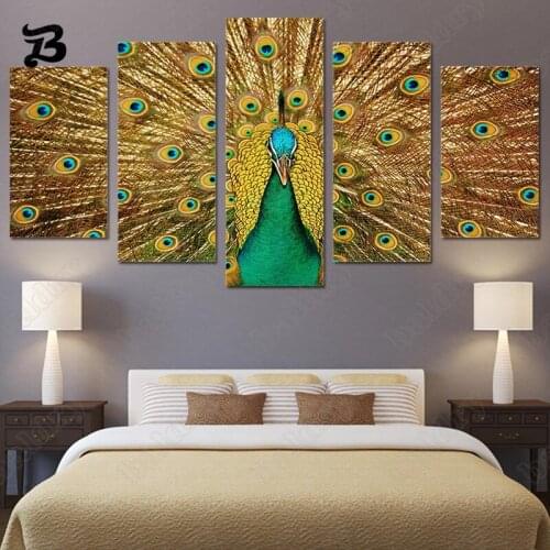 Classic Peacock Canvas Painting Home Decoration Canvas Posters and Prints Wall Picture Its Outspread Wings for Living Room Decor