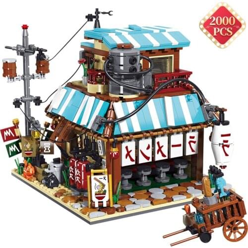 Creator Expert Street View Series Building Blocks Moc Noodle House Architecture Model Bricks Assembly Toys Gift for Children