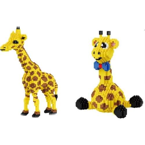 Creator cartoon Animal micro diamond block giraffes nanobricks model educational toys collection building bricks for gift