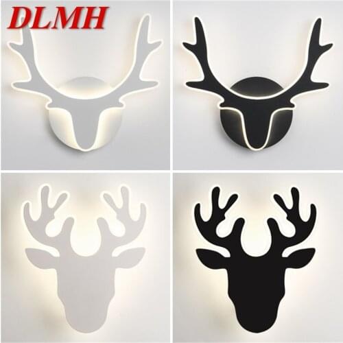 DLMH Nordic Creative Wall Sconces Lamp Modern Deer Head Light Fixtures for Home Indoor Bed Room Decoration