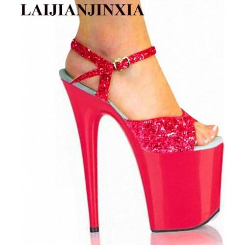 LAIJIANJINXIA Womens Shoes Buckle Platform Sandals Pole Dancing Shoes 8 Inch High Heels Shoes Nightclub Dance Shoes E-203