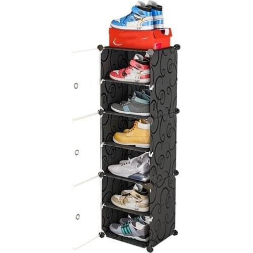 Multilayer Shoe Rack Space Shoes Boots Organizer Closet DIY Assembled Module Shoe Cabinet with Door Furniture Shoe Storage
