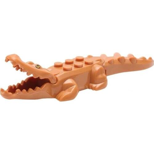 [MOC Hub] Brown Crocodile Animals Building Blocks Brick Horse Crocodile Gorilla Tiger Kids Toys Animal Lockings Figures Assemble