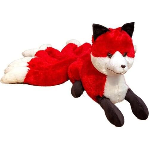 Cartoon nine-tailed white fox doll children plush toy white fox pillow cushion baby kids animals stuffed toy gift