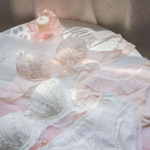 Wriufred Underwear female sexy lace push up bra triangle cup bralette panties set thin beautiful back girl lingerie sets