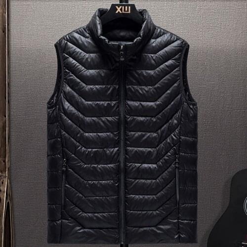 2021 New Mens Black Vest Jacket New Autumn Winter Warm Sleeveless Jackets Male Casual Waistcoat Zipper Solid Plus Size Men Vests