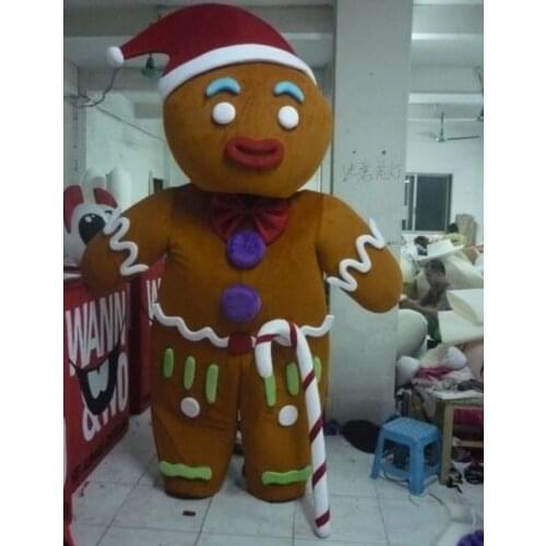 New Gingerbread Man Mascot Costume Halloween Suits Adults Cosplay Gift Brown Coats