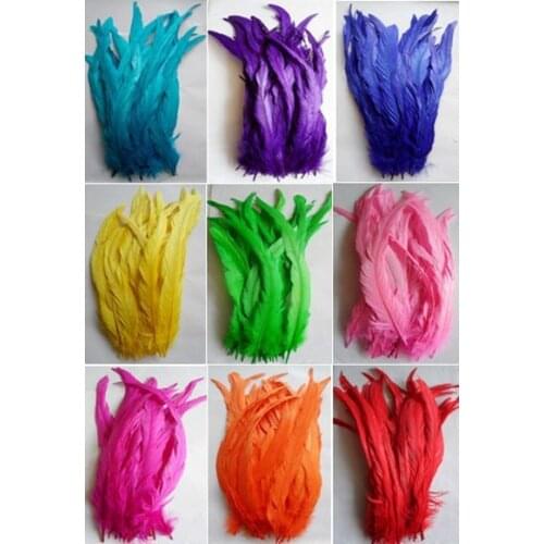 Craft Feather! 200pcs/lot Dyed Rooster Tail Feathers 9color optional 12-14inches 30-35cm,Loose Tail Feathers, Rooster Feathers