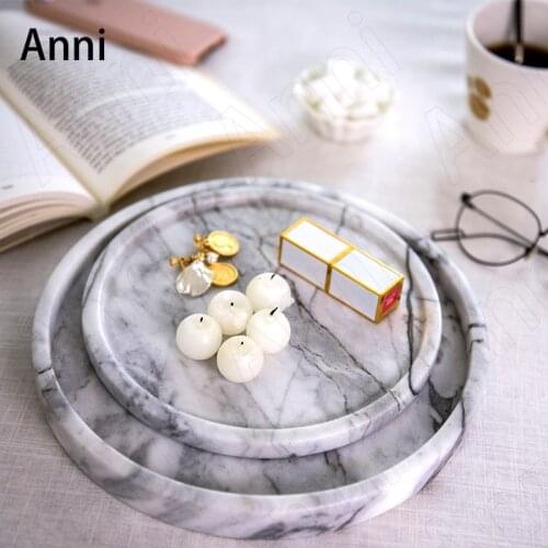 Nordic Natural Marble Trays Decorative Modern Simplicity Round Cake Dessert Display Tray Home Afternoon Tea Pastry Food Plates