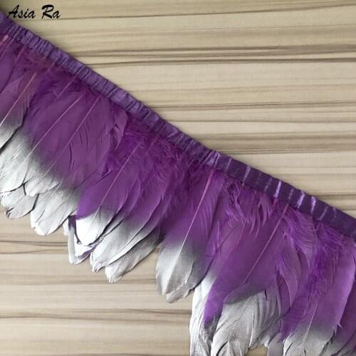 Asia Ra 4 Meters Light Purple Fluffy Beautiful Goose Feather Trim Cloth Sideband 6-8 Inch Wide Suitable Silver Paint Spray Plume