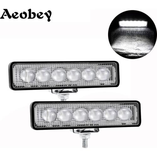 Aeobey 18W 6 inch Car LED Work Light Bar Spotlight 6000K DRL Lights for Truck Lorry Trailer SUV 4x4 4WD Offroad Lights 12V 24V