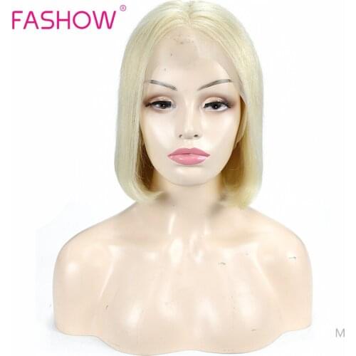 Fashow Straight Bob Wig 613 Color Indian Wig 13×4 Frontal Lace Sweet Blonde Color Wig 100% Human Remy Hair 150% Density