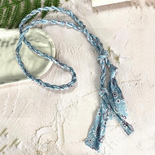 Punki 2021 New Color Handmade Twisted Rope Print Bandana Necklace Beach Style Color Cloth Pendant Mens and Womens Jewelry