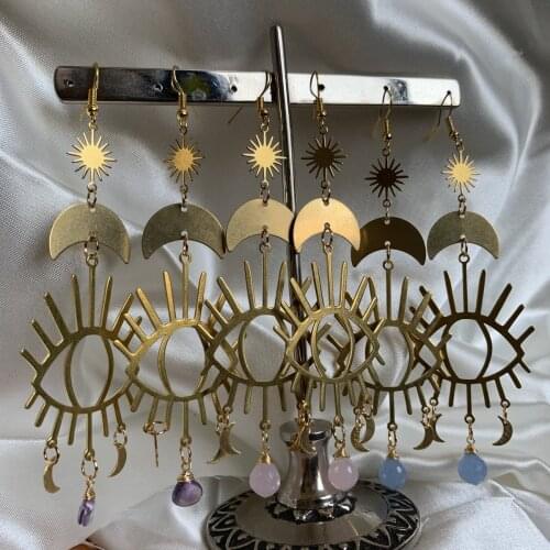 Evil eye earrings, All seeing eye earrings,Moon phase is earrings,Crescent moon earrings~3 colors to choose