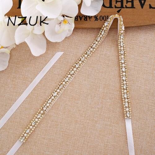 Beaded Wedding Belt Gold Crystal Bridal Belt New Style Rhinestones Wedding Sash For Bridal Accessories Y170G