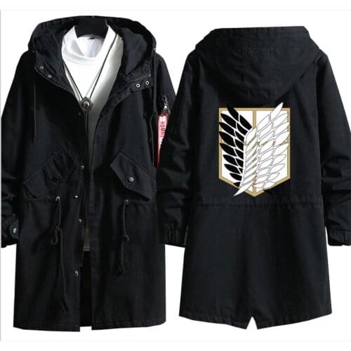 Attack on Titan Windbreaker Eren Levi Cosplay Costumes Women Men Long Hoodie Hooded Coat Jacket Top Trenchcoat Winter Autumn