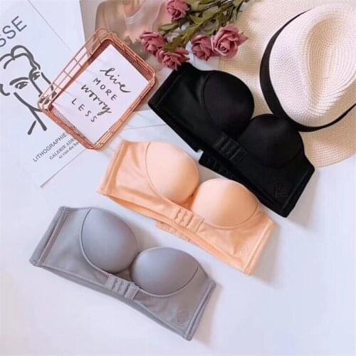 Women Invisible Bras Front Closure Sexy Push Up Bra Underwear Lingerie for Female Brassiere Strapless Seamless Bralette ABC Cup