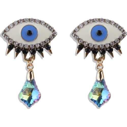 New Trendy Ethnic Evil Eyes Drop Earring Charm Women Crystal Hanging Earring Jewelry Personality Handmade Accessories Wholesale