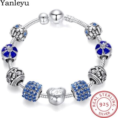 Yanleyu Hot Sale Strand Beads Bracelets Bangles for Women Gift 100% 925 Sterling Silver Pan DIY Jewelry Bracelet Making PB038